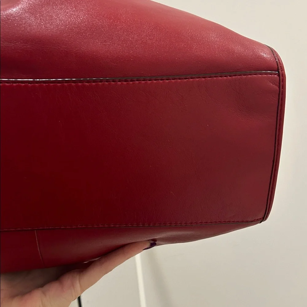 Coach Red Leather Shoulder Bag with Gold Hardware - Picture 15 of 16